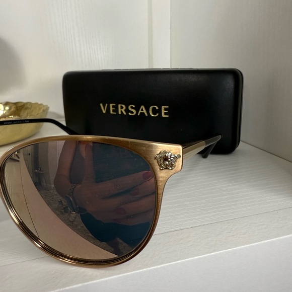 Versace Gold Sunglasses for Women - Picture 1 of 9